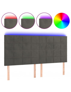 Testiera a LED GrigioScuro 200x5x118/128cm in Velluto 2
