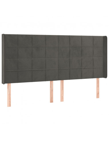 Testiera a LED Grigio Scuro 203x16x118/128cm in Velluto