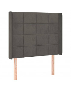 Testiera ad Orecchio GrigioScuro 103x16x118/128cm in Velluto 2