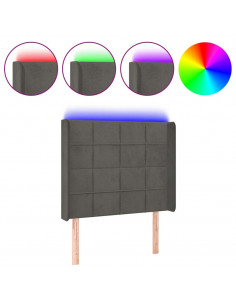 Testiera a LED Grigio Scuro 103x16x118/128cm in Velluto 2