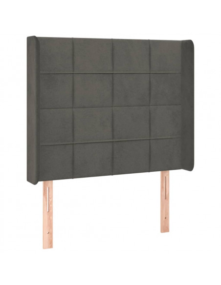 Testiera a LED Grigio Scuro 103x16x118/128cm in Velluto