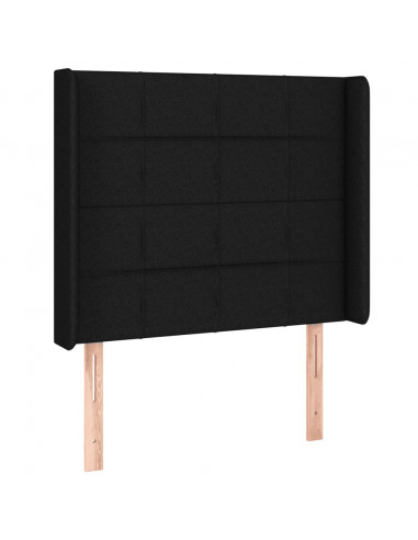 Testiera a LED Nera 83x16x118/128 cm in Tessuto