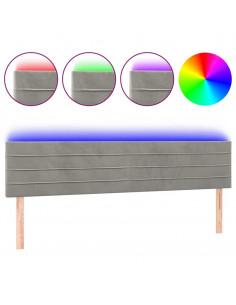 Testiera a LED Grigio Chiaro 180x5x78/88 cm in Velluto 2