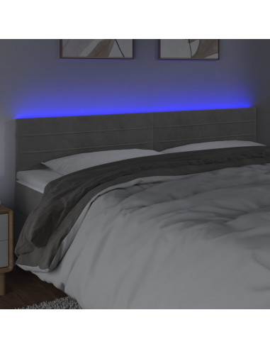 Testiera a LED Grigio Chiaro 180x5x78/88 cm in Velluto