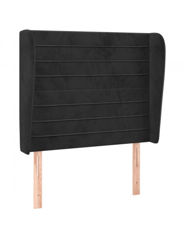 Testiera ad Orecchio Nera 93x23x118/128 cm in Velluto