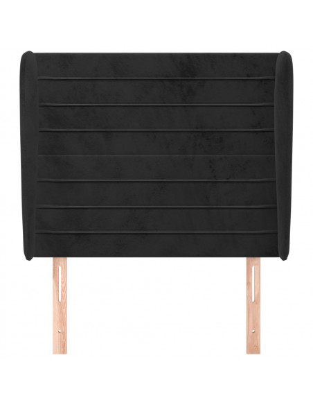Testiera ad Orecchio Nera 93x23x118/128 cm in Velluto