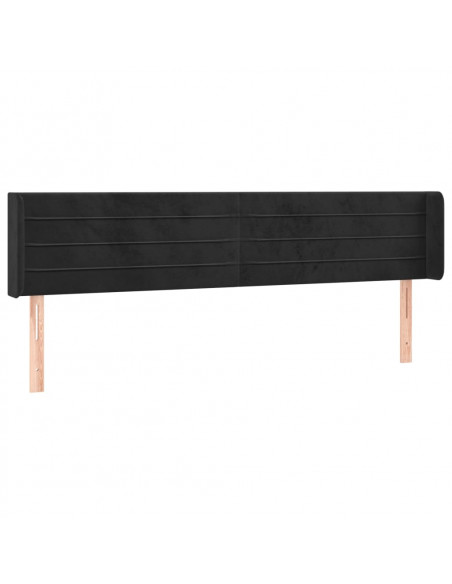 Testiera ad Orecchio Nera 183x16x78/88 cm in Velluto