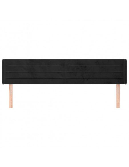 Testiera ad Orecchio Nera 183x16x78/88 cm in Velluto