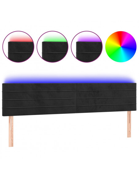 Testiera a LED Nera 180x5x78/88 cm in Velluto