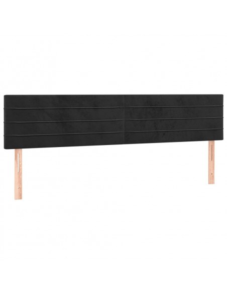 Testiera a LED Nera 180x5x78/88 cm in Velluto