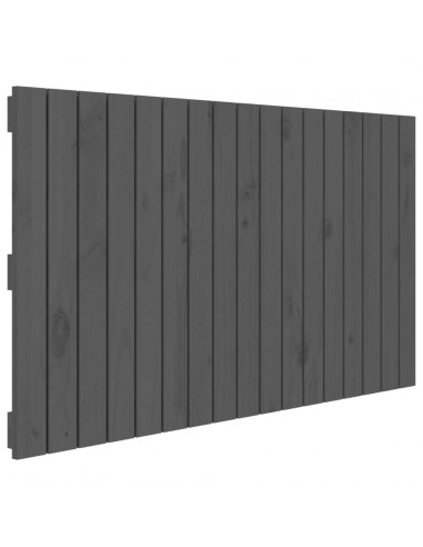 Testiera da Parete Grigia 108x3x60 cm in Legno Massello di Pino