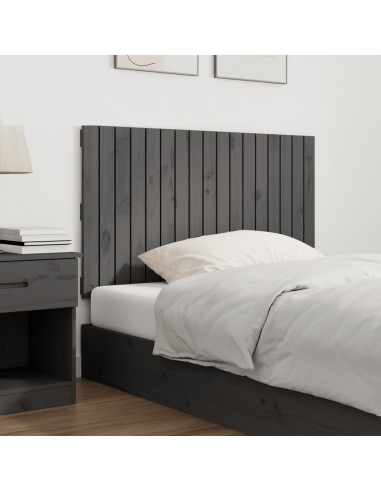 Testiera da Parete Grigia 108x3x60 cm in Legno Massello di Pino