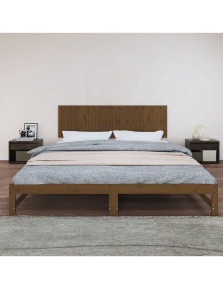 Testiera da Parete Miele 204x3x60 cm in Legno Massello di Pino