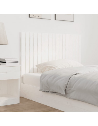 Testiera da Parete Bianca 108x3x60 cm in Legno Massello di Pino