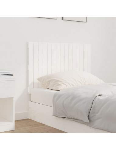 Testiera da Parete Bianca 95,5x3x60cm in Legno Massello di Pino