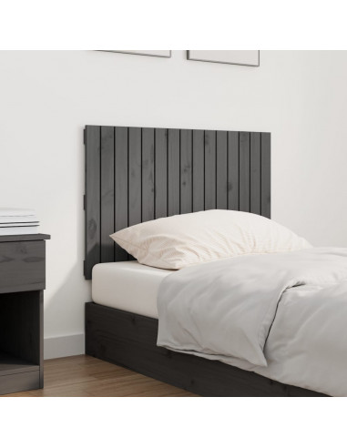 Testiera da Parete Grigia 95,5x3x60cm in Legno Massello di Pino