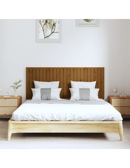 Testiera da Parete Miele 147x3x60 cm in Legno Massello di Pino