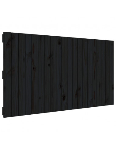 Testiera da Parete Nera 127,5x3x60 cm in Legno Massello di Pino