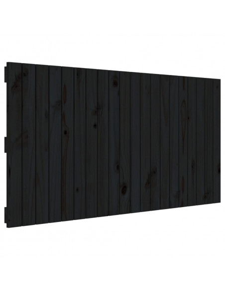 Testiera da Parete Nera 127,5x3x60 cm in Legno Massello di Pino