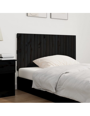 Testiera da Parete Nera 127,5x3x60 cm in Legno Massello di Pino