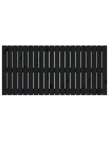 Testiera da Parete Nera 127,5x3x60 cm in Legno Massello di Pino