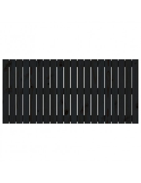 Testiera da Parete Nera 127,5x3x60 cm in Legno Massello di Pino