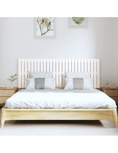 Testiera da Parete Bianca 166x3x60 cm in Legno Massello di Pino