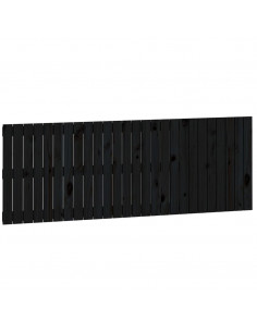 Testiera da Parete Nera 166x3x60 cm in Legno Massello di Pino 2