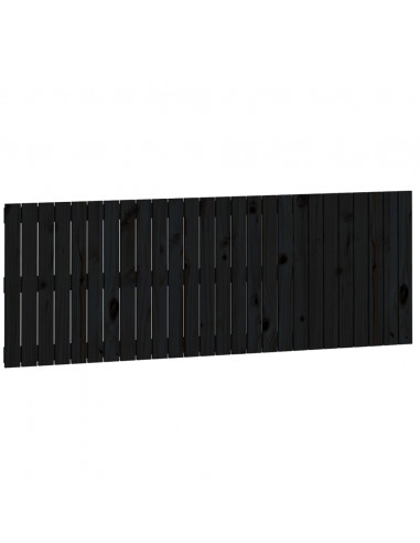 Testiera da Parete Nera 166x3x60 cm in Legno Massello di Pino
