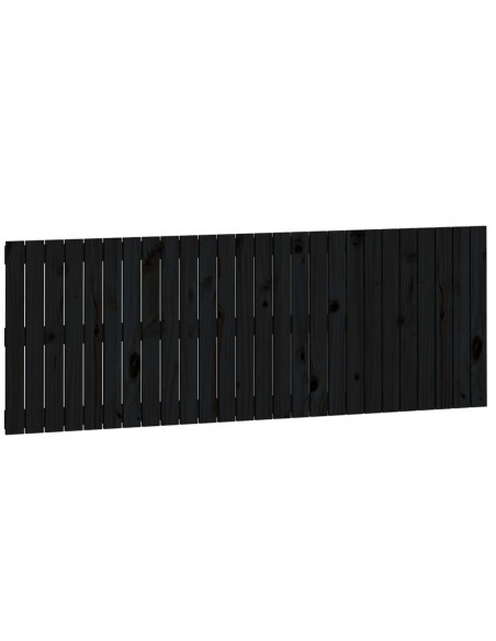 Testiera da Parete Nera 166x3x60 cm in Legno Massello di Pino