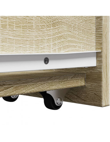 Armadietto da Bagno Stretto con Ruote Rovere Sonoma Truciolato