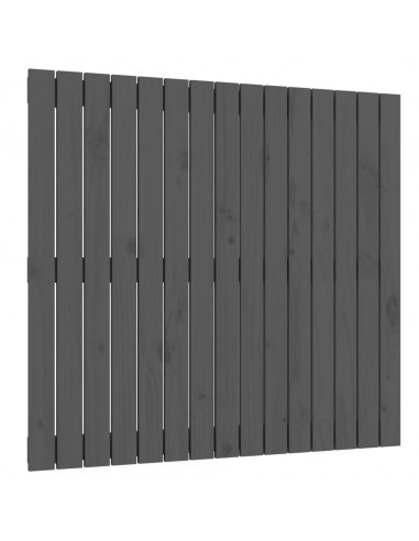 Testiera da Parete Grigia 95,5x3x90cm in Legno Massello di Pino