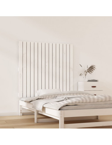 Testiera da Parete Bianca 95,5x3x90cm in Legno Massello di Pino