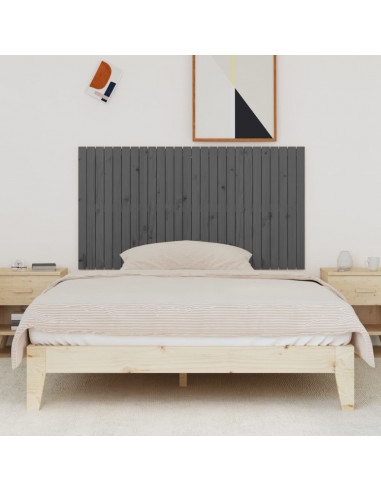 Testiera da Parete Grigia 166x3x90 cm in Legno Massello di Pino