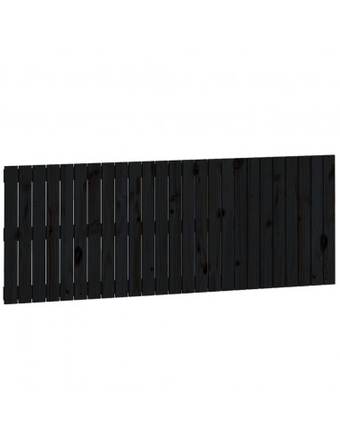 Testiera da Parete Nera 159,5x3x60 cm in Legno Massello di Pino
