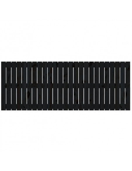 Testiera da Parete Nera 159,5x3x60 cm in Legno Massello di Pino