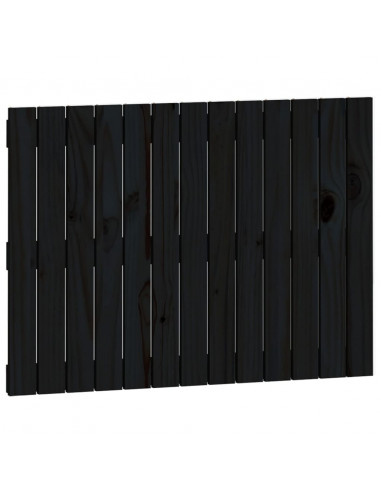 Testiera da Parete Nera 82,5x3x60 cm in Legno Massello di Pino