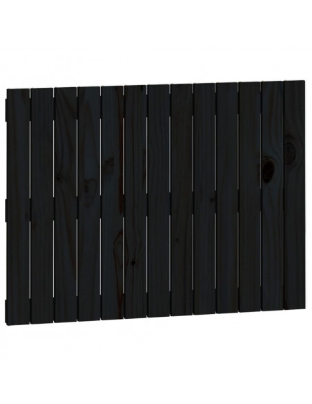 Testiera da Parete Nera 82,5x3x60 cm in Legno Massello di Pino
