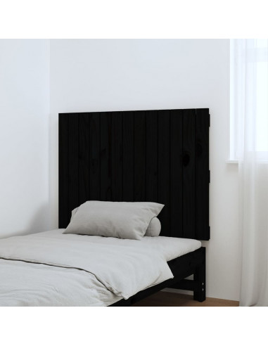 Testiera da Parete Nera 82,5x3x60 cm in Legno Massello di Pino