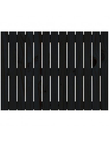 Testiera da Parete Nera 82,5x3x60 cm in Legno Massello di Pino