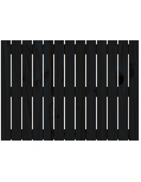 Testiera da Parete Nera 82,5x3x60 cm in Legno Massello di Pino