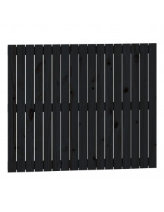 Testiera da Parete Nera 108x3x90 cm in Legno Massello di Pino 2