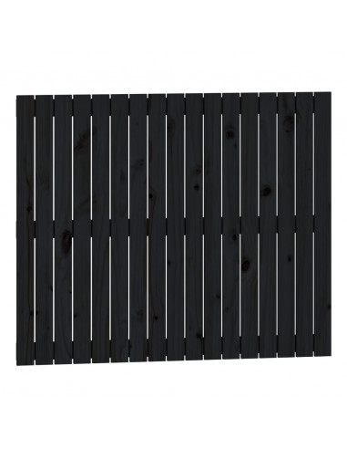 Testiera da Parete Nera 108x3x90 cm in Legno Massello di Pino