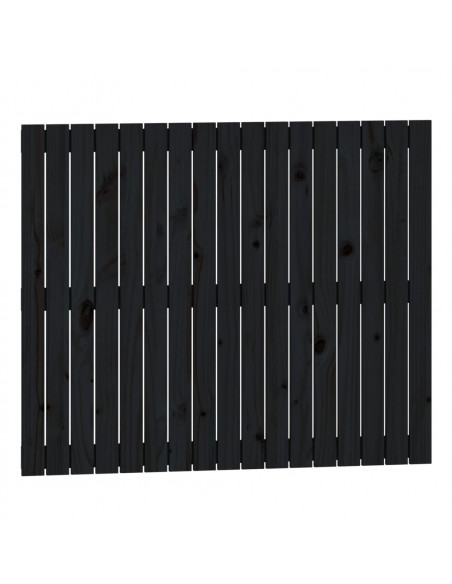 Testiera da Parete Nera 108x3x90 cm in Legno Massello di Pino
