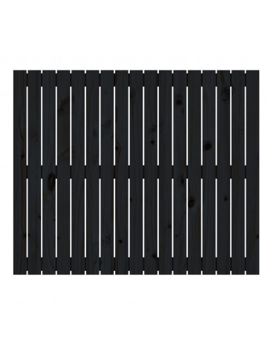 Testiera da Parete Nera 108x3x90 cm in Legno Massello di Pino