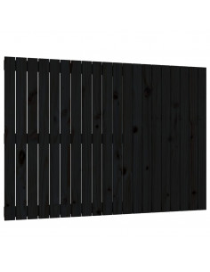 Testiera da Parete Nera 127,5x3x90 cm in Legno Massello di Pino 2