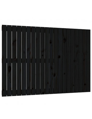 Testiera da Parete Nera 127,5x3x90 cm in Legno Massello di Pino
