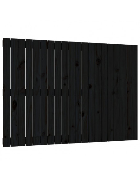 Testiera da Parete Nera 127,5x3x90 cm in Legno Massello di Pino