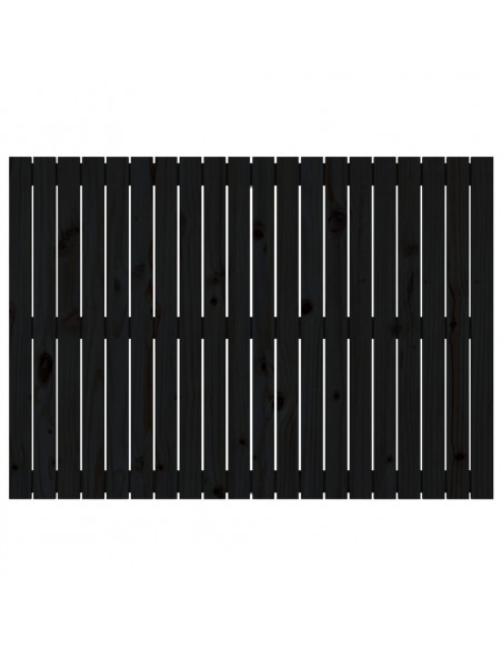 Testiera da Parete Nera 127,5x3x90 cm in Legno Massello di Pino