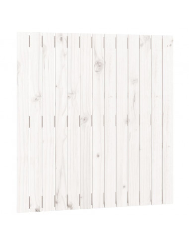 Testiera da Parete Bianca 82,5x3x90cm in Legno Massello di Pino